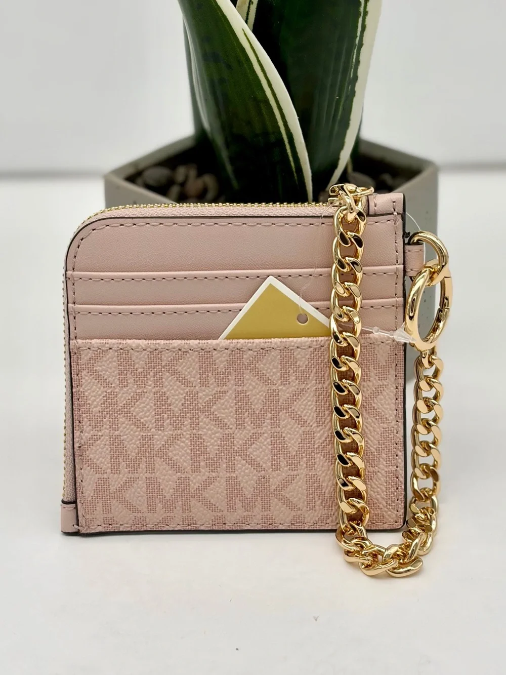 Michael Kors Jet Set Travel Signature Logo Chain Wallet Card Holder